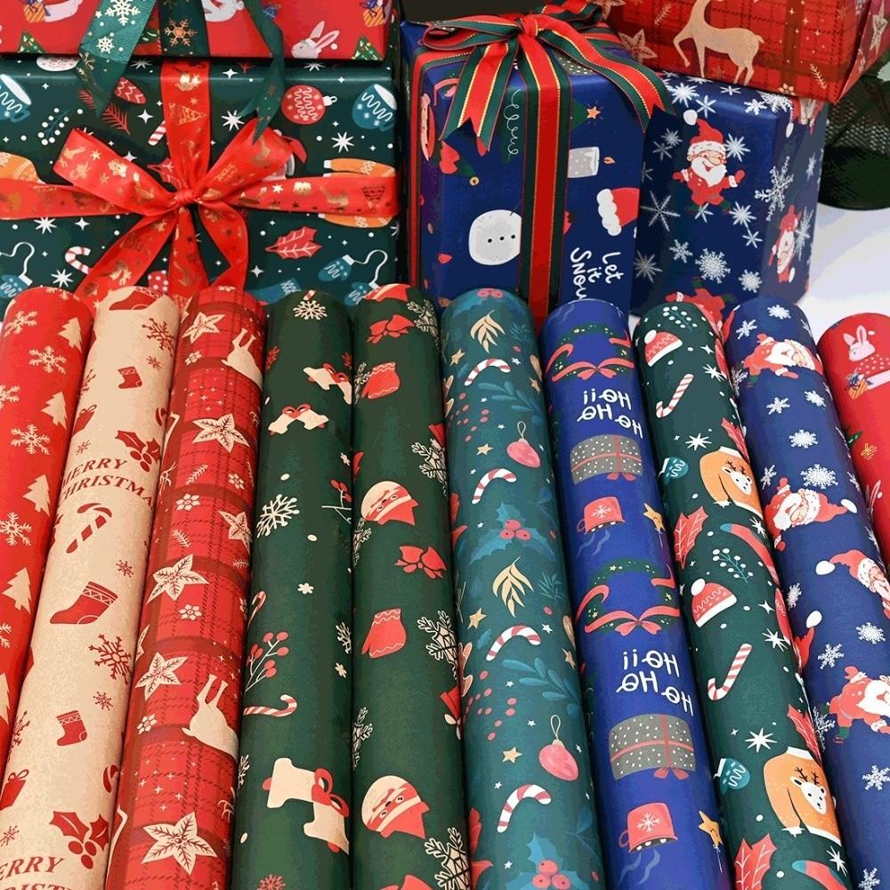 5PCS Festive Printed Christmas Wrapping Paper Gift Wrap Sheet Holiday Craft Supplies