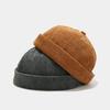 Women Corduroy Skullcap Men Sailor Hat Cap Docker Beanie Brimless Rolled Cuff