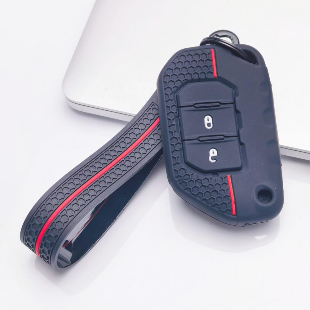 Silicone Key Fob Cover with keychain for Jeep Wrangler JL Gladiator JT 2018-2025, for Your Key, Protective Accessory, Key Fob Protection