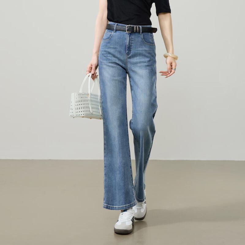 ESE-Y Women s High-Waist Flared Cropped Denim Jeans 30