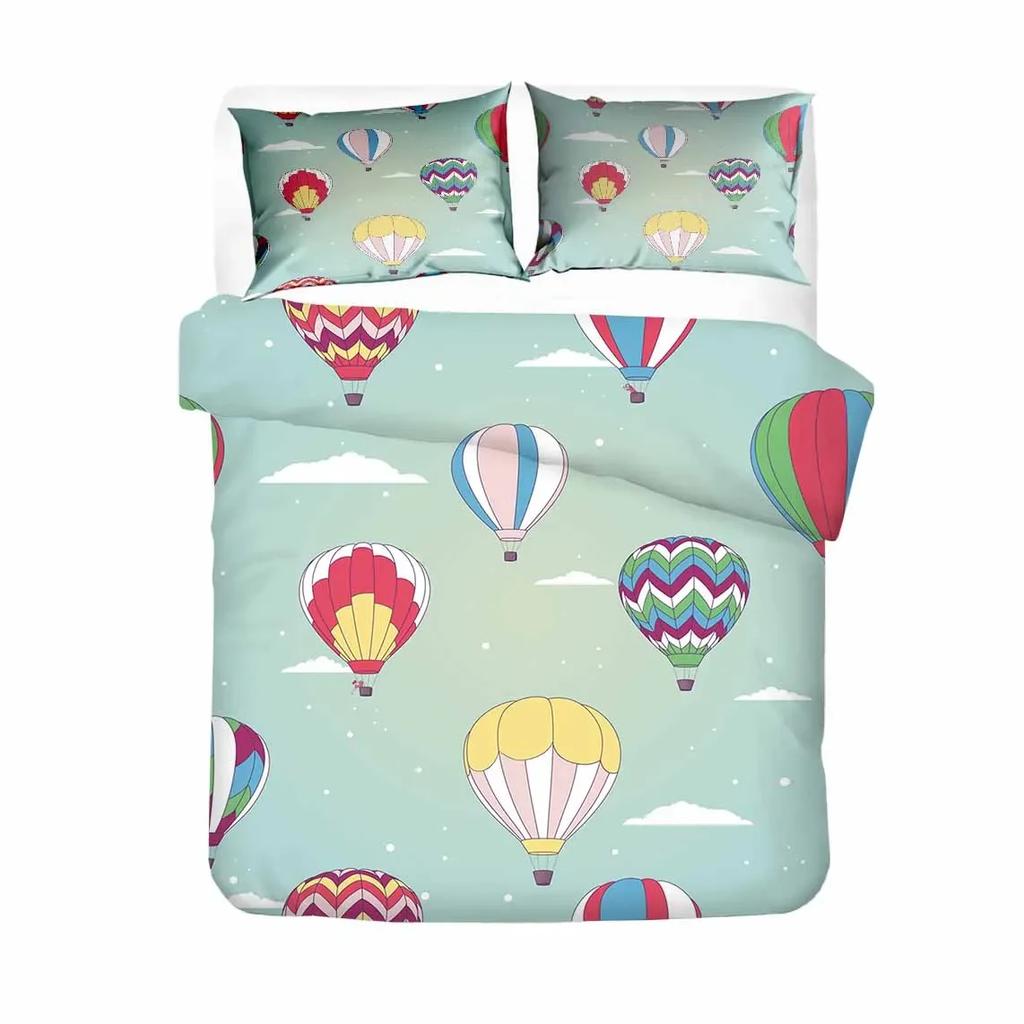 Rose Flower Balon Bedclothes 2/3Pcs Comfortable Soft with Soft Fabric Duvet Cover Set Pilow Case Beding Sets EU/US/AU/UK Single Twin Double Quen