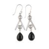 Rare Black Tourmaline Gemstone 925 Sterling Silver Jewelry Handmade Earrings2.4" EE-86-19
