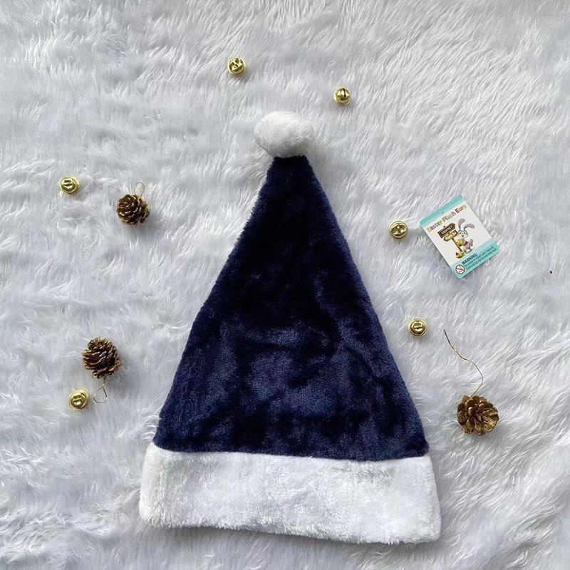 Seven-Color Plush Santa Hat Christmas Decor: Red, Blue, Purple, Coffee, Yellow, Pink, Green