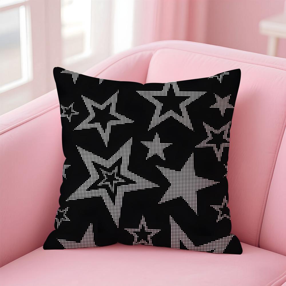 BBlack and White Patterns Cushion Cover Pillow Case Soft Friendly Fabric Concealed Zipper