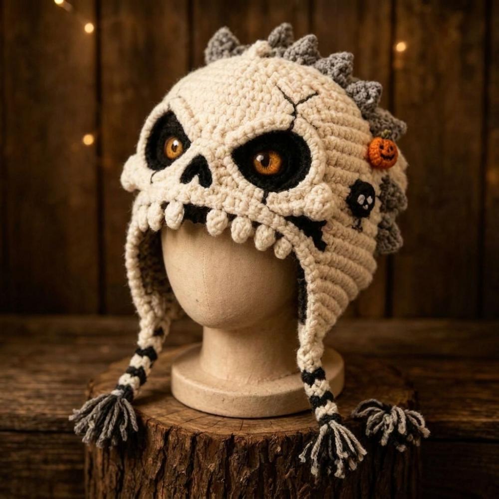 Warm Halloween Crochet Hood Kit for Adults Handmade Halloween Animal Hat Halloween Party
