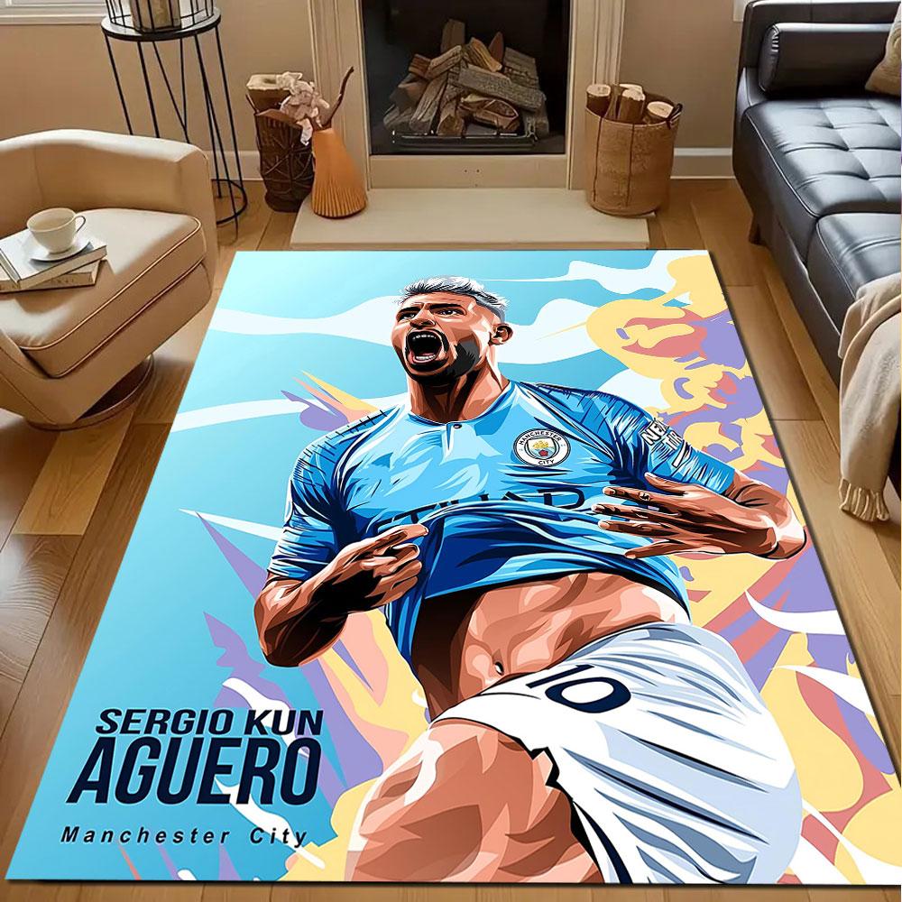 Soccer Celebration Art Print Patterned Carpet, Non Slip Mat Suitable for Living Room and Bedroom Sofas