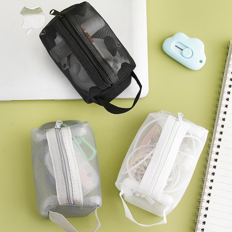 Schwarze Make-up-Taschen, klein, groß, transparent, Netz-Kosmetiktasche, Organizer für Kosmetik, Aufbewahrung, Federmäppchen, Neceser-Tasche
