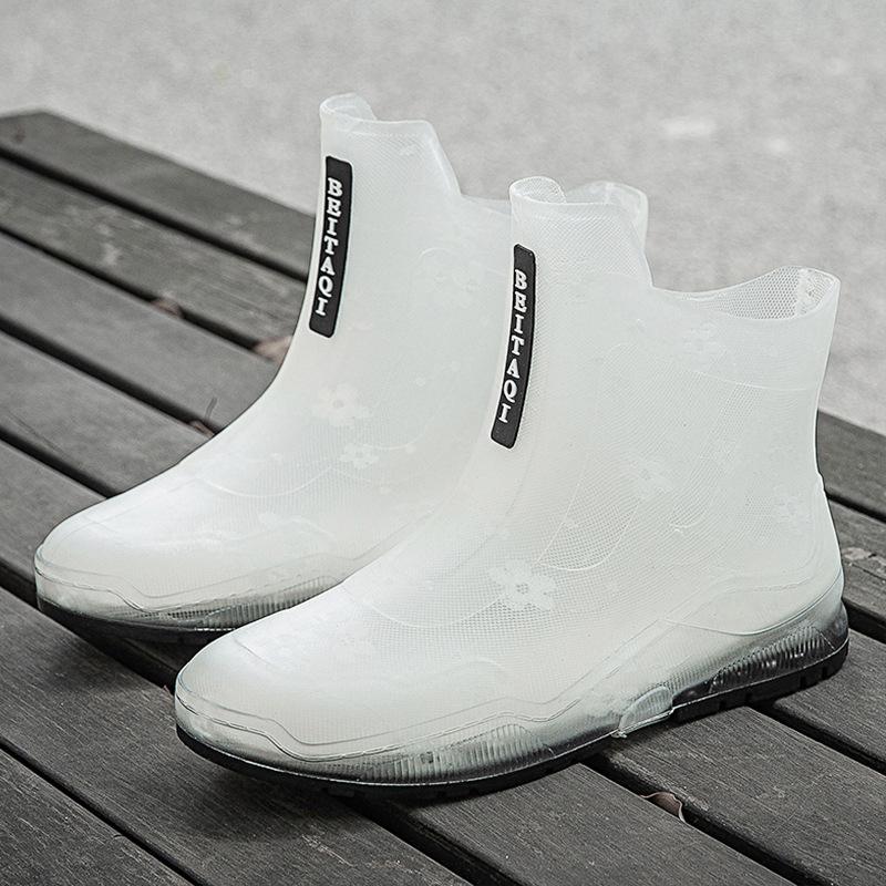 

New transparent rain shoes women s fashion jelly short tube waterproof glue shoe cover shoes outdoor non-slip water shoes rain boots 35 прозрачный черный