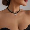 Dark Less Tie Love Necklace Fashion Ins Spice Style Black Crystal Necklace