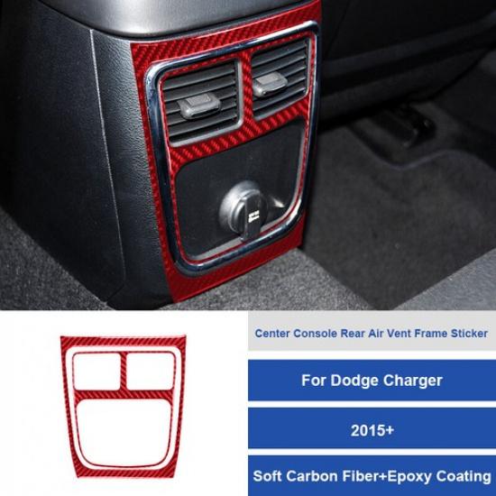 2pcs Red Carbon Fiber Car Rear Row AC Bent Frame Cover For Charger 2015-