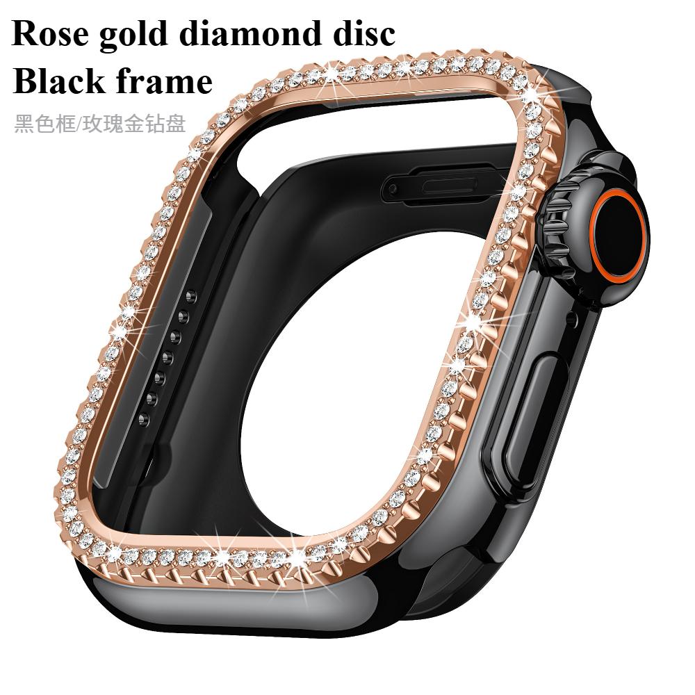

Блестящий Гламурный Бриллиантовый Полый Защитный Противоударный Чехол Watchase для Apple Watch Металлический 44мм 45мм Блестящий Чехол для iwatch SE/9/8/7/6/5 For iwatch 45mm чёрный