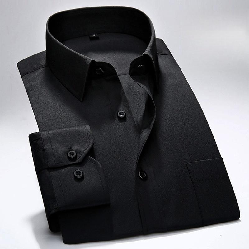 Men's High Quality Dress Shirts Long Sleeve Slim Fit Solid Stripe Business Formal White Shirt Male Pocket Social Clothing 7XL