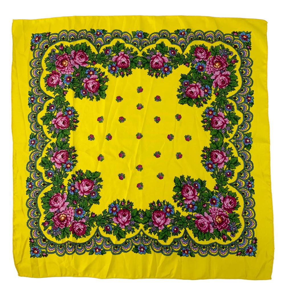 70*70Cm Russian Style Square Headband Scarf Luxury Floral Print Bandana Shawl Babushka Handkerchief Head Wraps