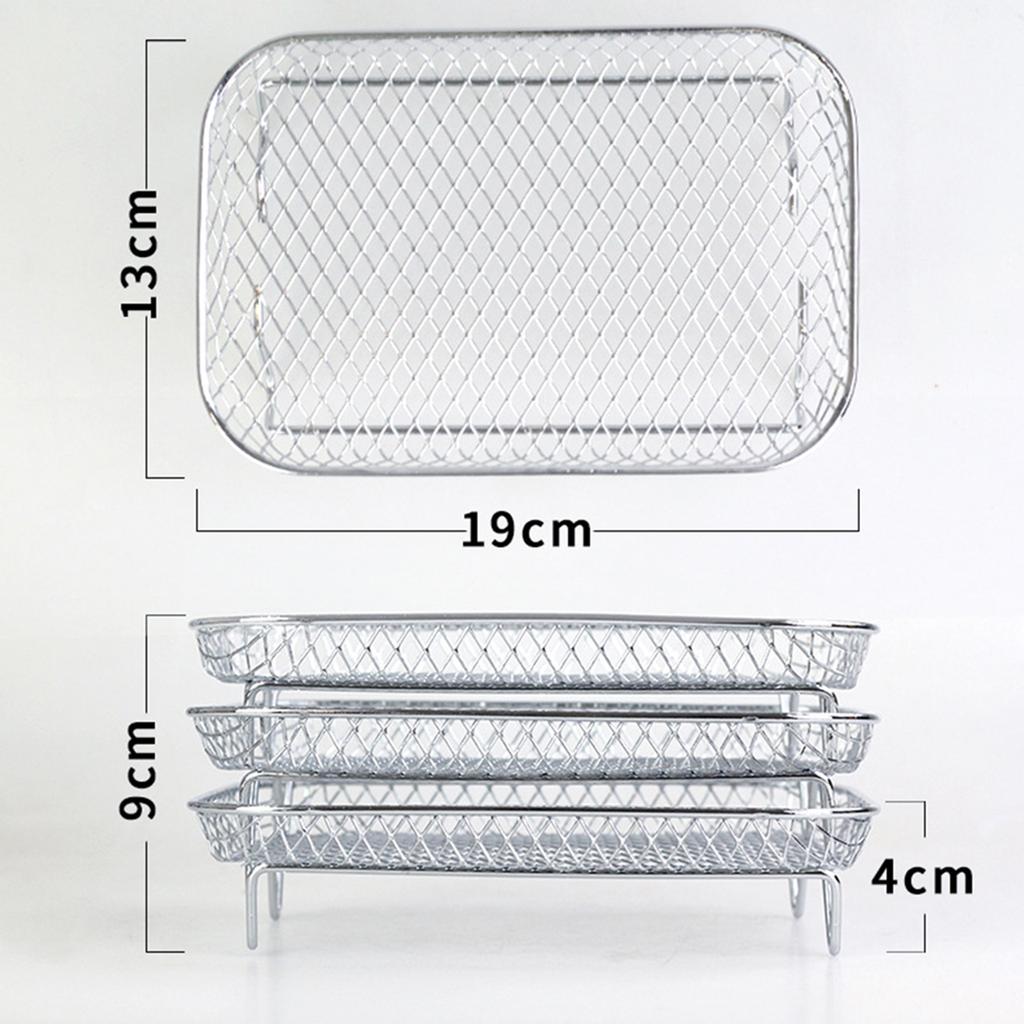 Air Fryer Rack Stackable Grid Grilling Racks 3-layers Stainless Steel Air Fryer Basket Tray Steam Rack Home Kitchen Accessories