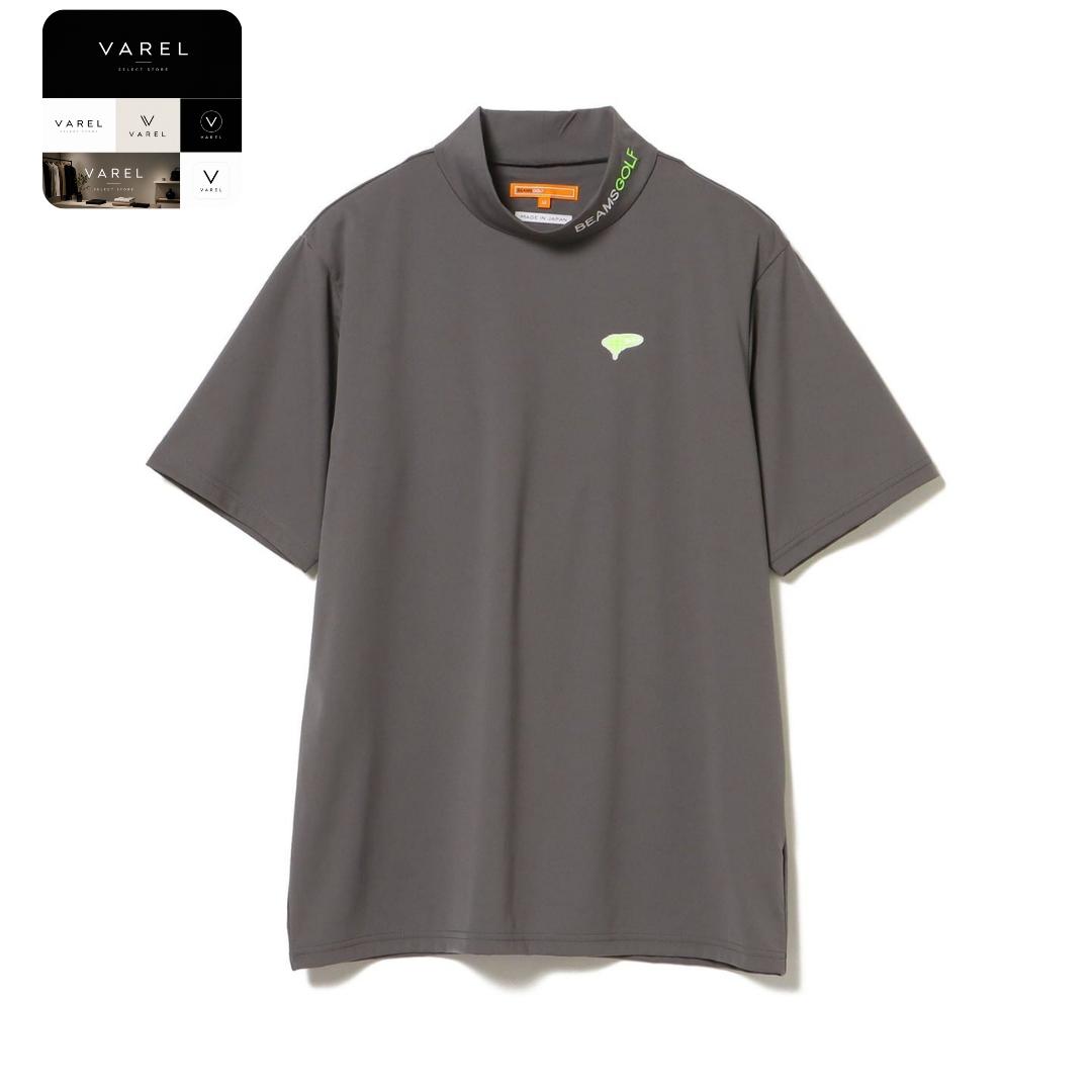 BEAMS GOLF Mock Neck T-Shirt Men Charcoal Gray Quick Dry UV Protection Japan Brand S