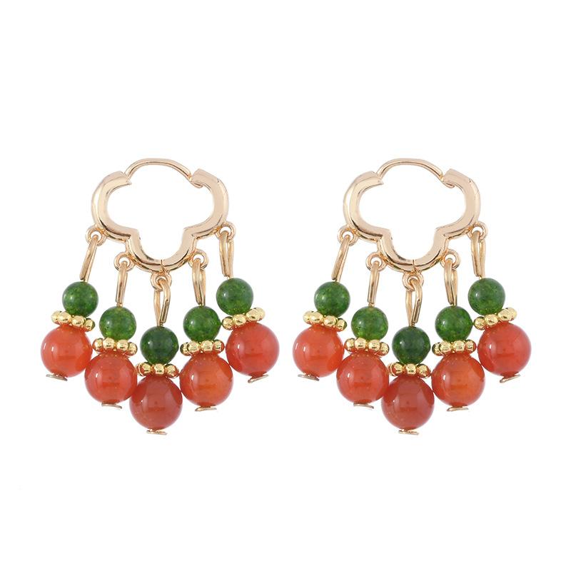 Original design earrings, natural agate pearls, retro earrings, ear buckles, medium and high-end earrings for women
