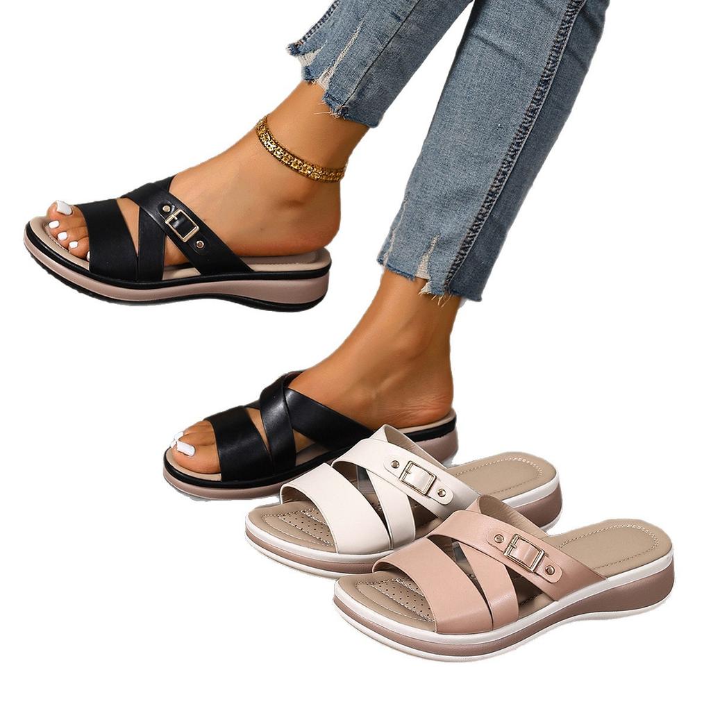 New Summer Fashion Platform Wedge Sandals Women's Fashion Atmosphere Large Size Platform Slippers Beach Shoes