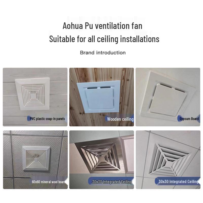 Aohuapu Ceiling Ventilation Fan for Kitchen & Bathroom - Powerful, Silent, Ceiling-Mounted Exhaust Fan
