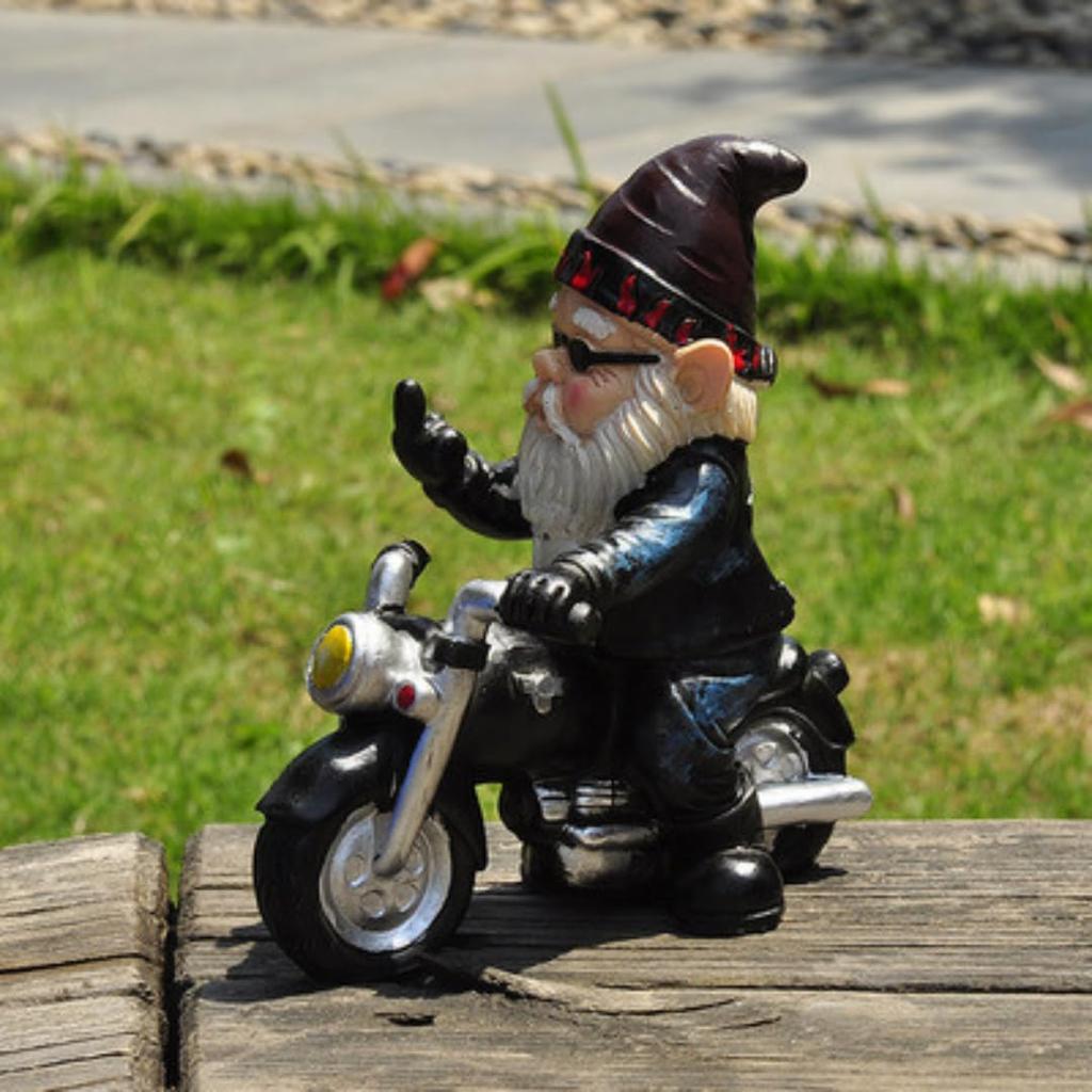 Genome Dwarf Garden Resin Bad Boy Motorcycle Biker Gardening Decorative Harley Davidson [CALIFAKT] Ornament, Craft, Ornament, Ornament, Figurine,
