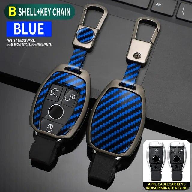 Carbon Fiber Zinc Alloy Car Key Case Cover For Mercedes Benz A C E S Class GLA CLA GLK GLC CLS W204 W463 W176 W251 W205 AMG