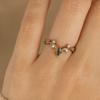 Marquise Moosachat Chevron Ring – CZ-Akzentuiertes Roségoldplattiertes 925 Sterlingsilberband – Einzigartiger grüner Edelstein Verlobungsring