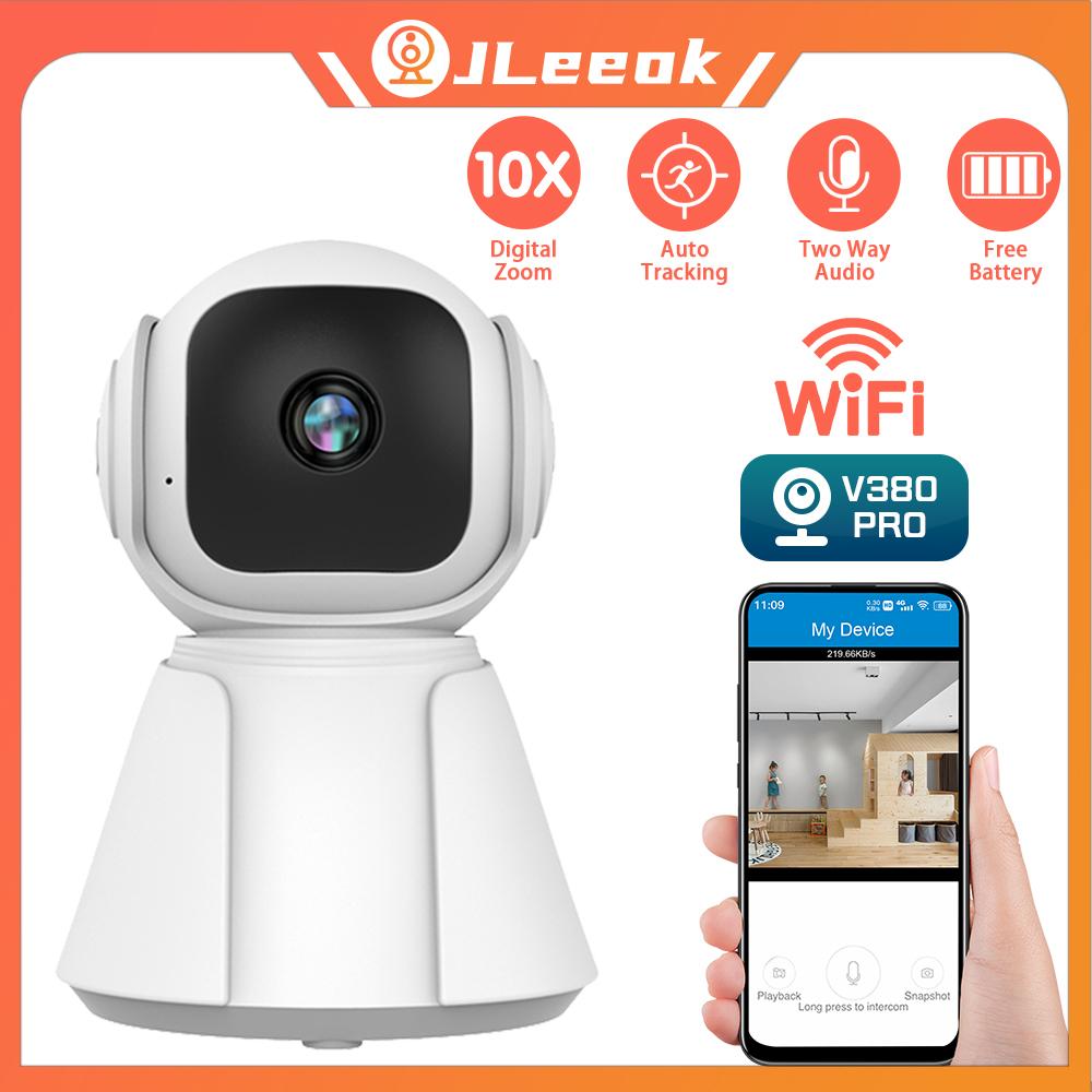 

Jleeok V380 Indoor 1080P WIFI Wireless Surveillence Battery IP Camera 10x Zoom PTZ Indoor Baby Monitor Home Securtiy IR Cam CCTV