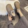 2026 Autumn and Winter Thick Soled Fur Shoes Warm Bean Cotton Shoes with Velvet on One Step Round Toe Anti Slip Women's Shoes