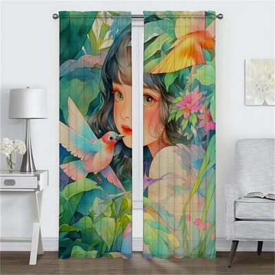 Roślina Tropikalna Zasłony do Wnętrza Domu do Salonu Zasłona Zaciemniająca Dekoracja Halloween Odcienie Tiul do Sypialni Podział