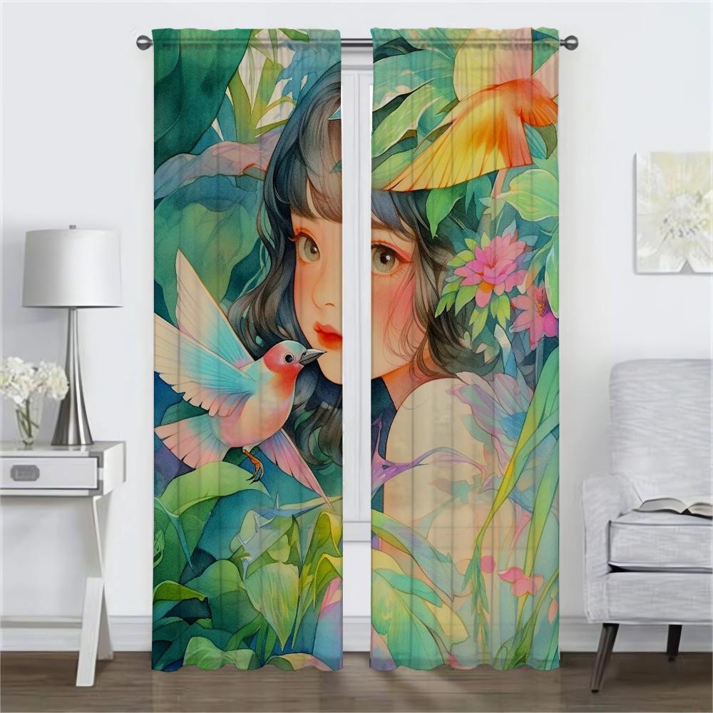 Tropical Plant Home Interior Curtains for Living Room Blackout Curtain Halloween Decoration Shades Tulle for Bedroom Partition