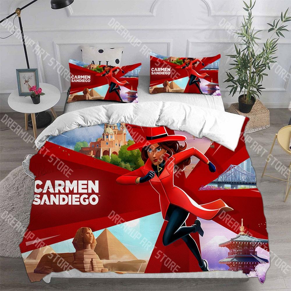 Fashion Carmen Sandiego Cartoon Bedding Set Single Twin Full Queen King Size Bed Set Kids Bedroom Duvetcover Sets Bed Sheet Set