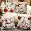 4PCS/SET Polyester Home Decor Essential Christmas Pillow Covers 4pcs Winter Xmas Themed Set Xmas Themed Cushion Cover 45*45CM