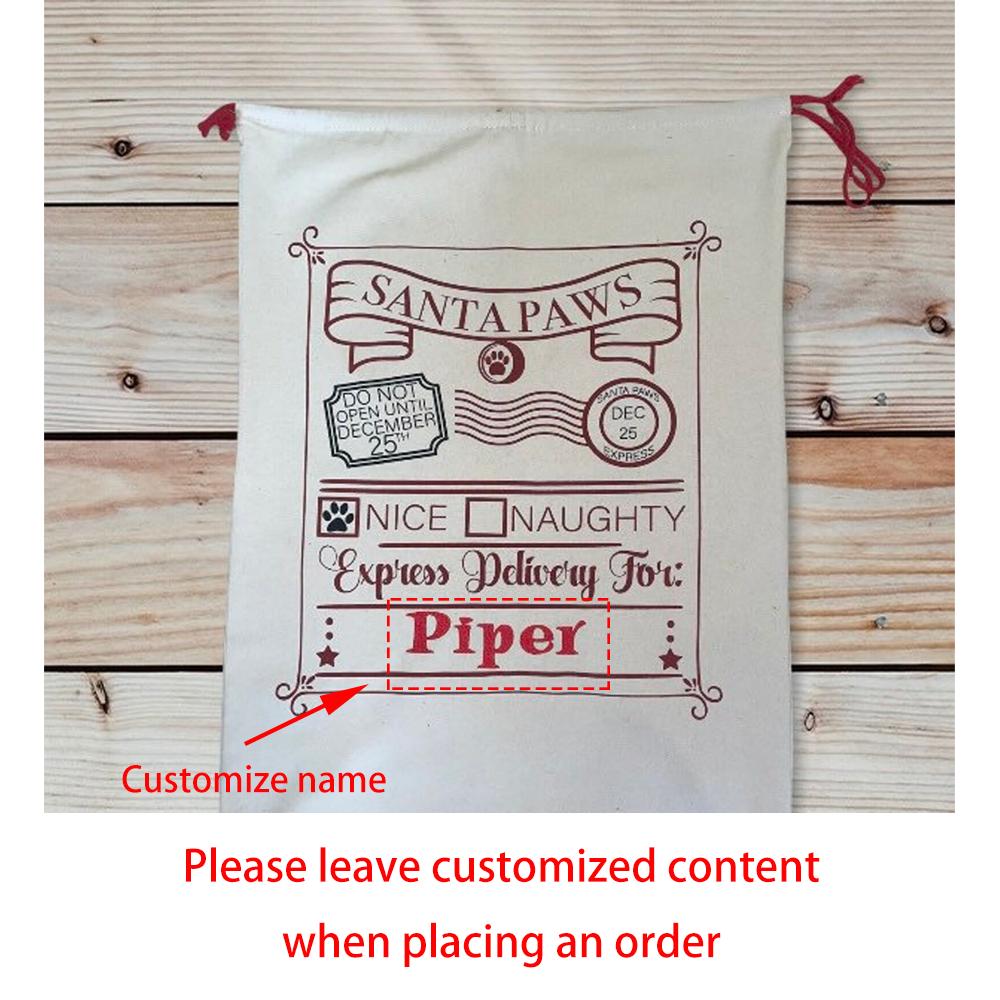 Custom Pet Santa Sack Dog Christmas Sack Christmas Drawstring Bag Santa Paws Christmas Express Stocking Party Decor Santa Claus