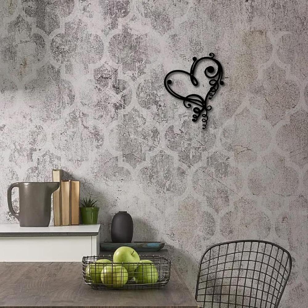 Metal Heart Wall Decor Iron Art Scroll Vintage Hanging Indoor Outdoor Gift