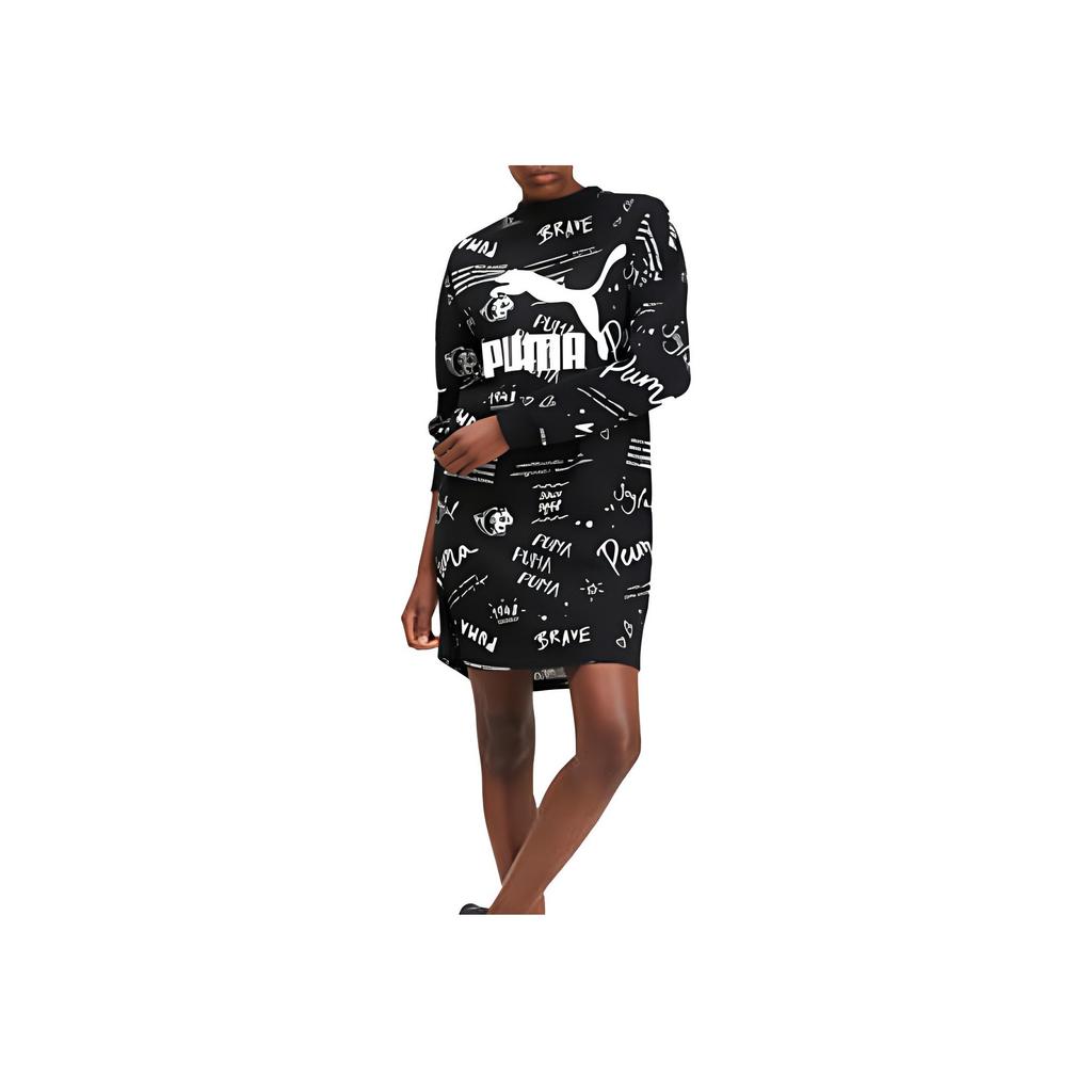Puma All-Over Graffiti Big Logo Dress Women Dresses Black 59521961