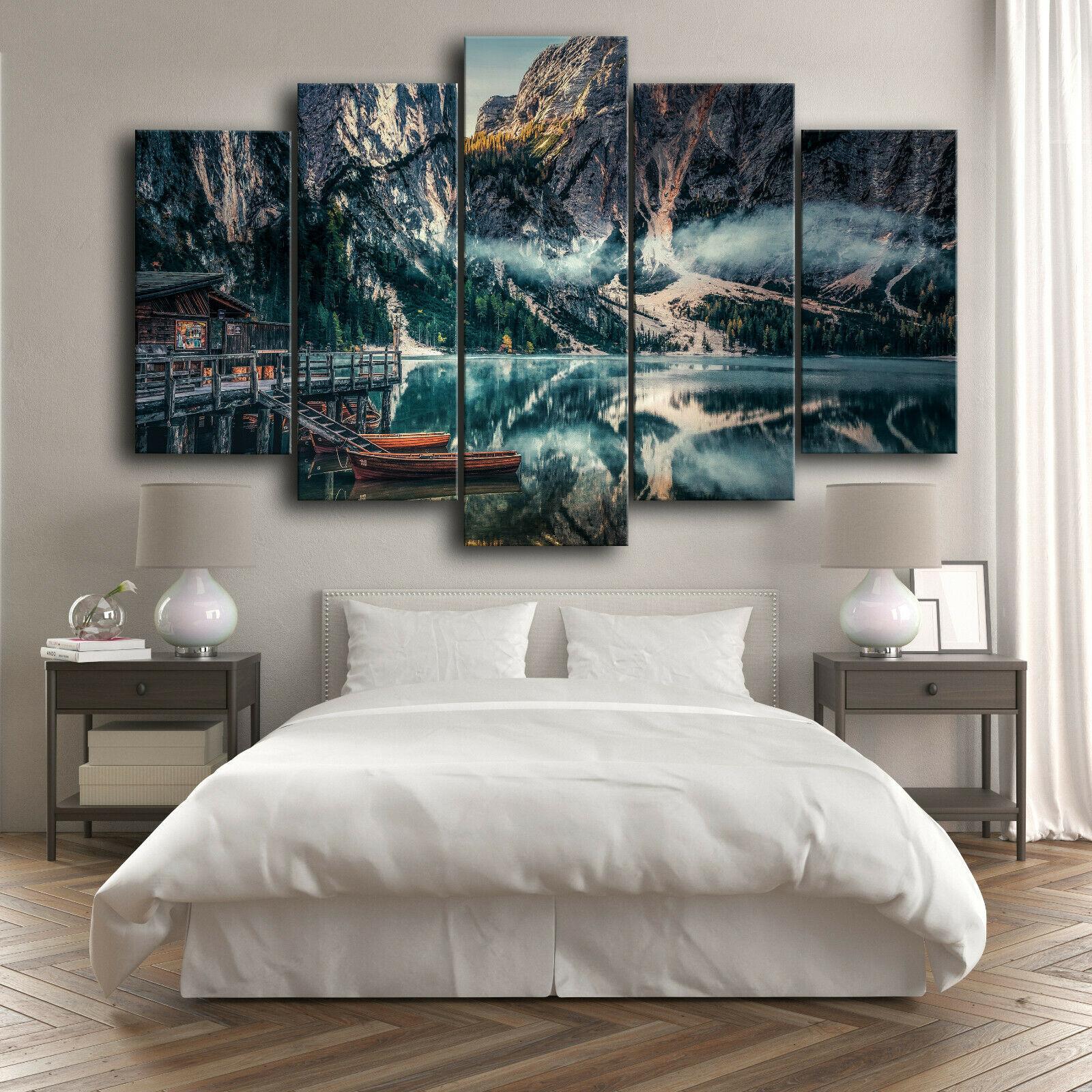 

Без рамки Гора Италия Пейзаж Лодка 5 шт. Настенное искусство Печать на холсте Плакаты Картины Картина Гостиная Домашний декор Фотографии 20x35 20x45 20x55cm