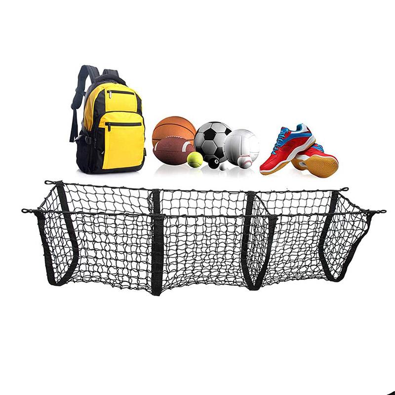 For Toyota Tacoma 2005- Black Car Trunk Three-Pocket Storage Mesh Pickup Trunk Mesh Cargo Storage Mesh Exterior Accessories