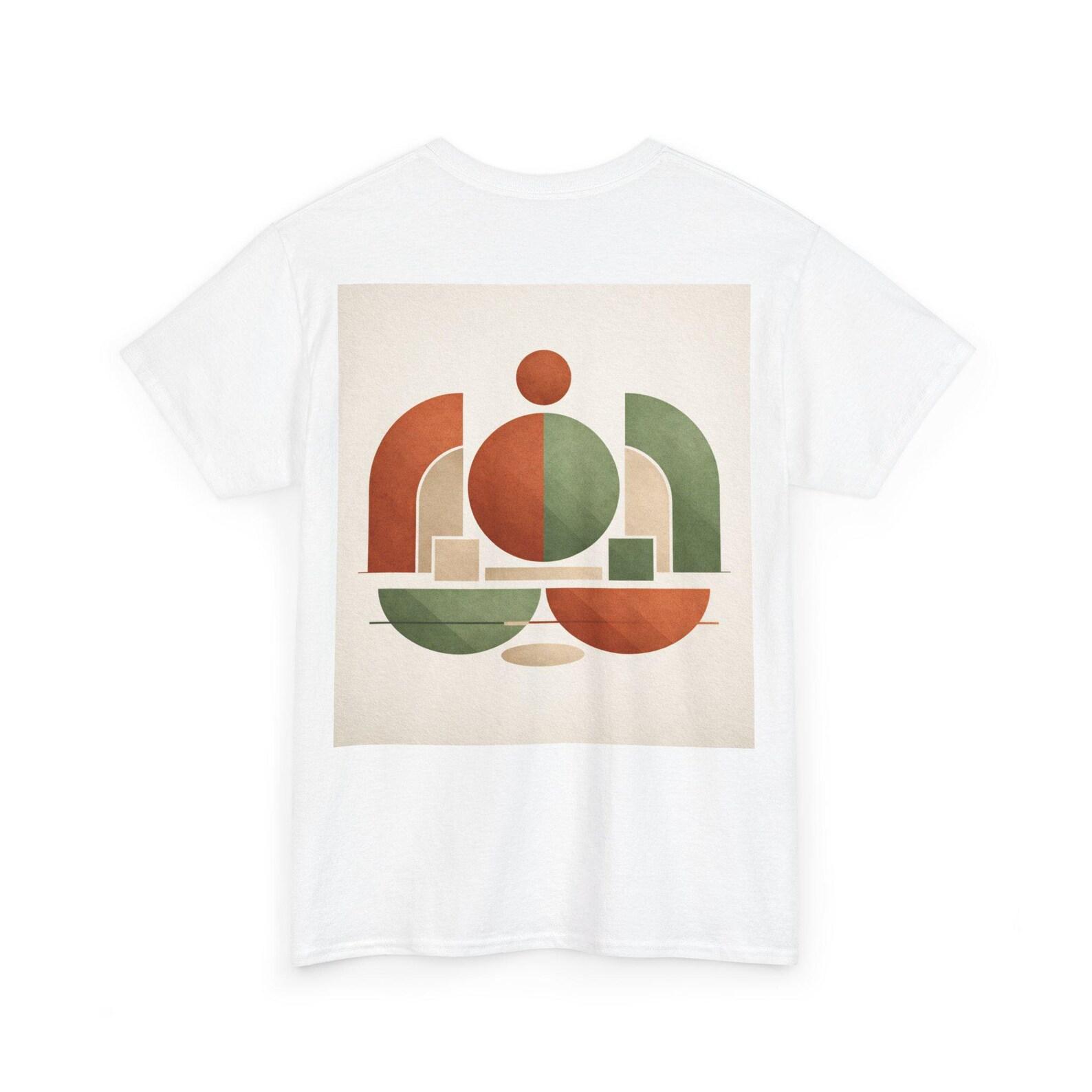 Mid Century Geometric Abstract Tee | Retro Shapes, Earth Tones 4XL
