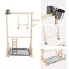 Parrot Playstand Bird Plays Stand Cockatiel Playground Wooden Perch Gym Playground Ladder with Metal Feeder Plate Toy