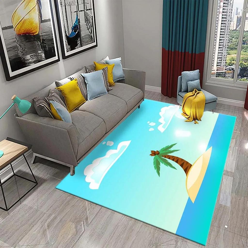 Japanese-style Sea Wave Carpet Floor Mat Entrance Doormat Home for Living Room Bathroom Bedroom Soft Non-slip Absorbent Area Rug