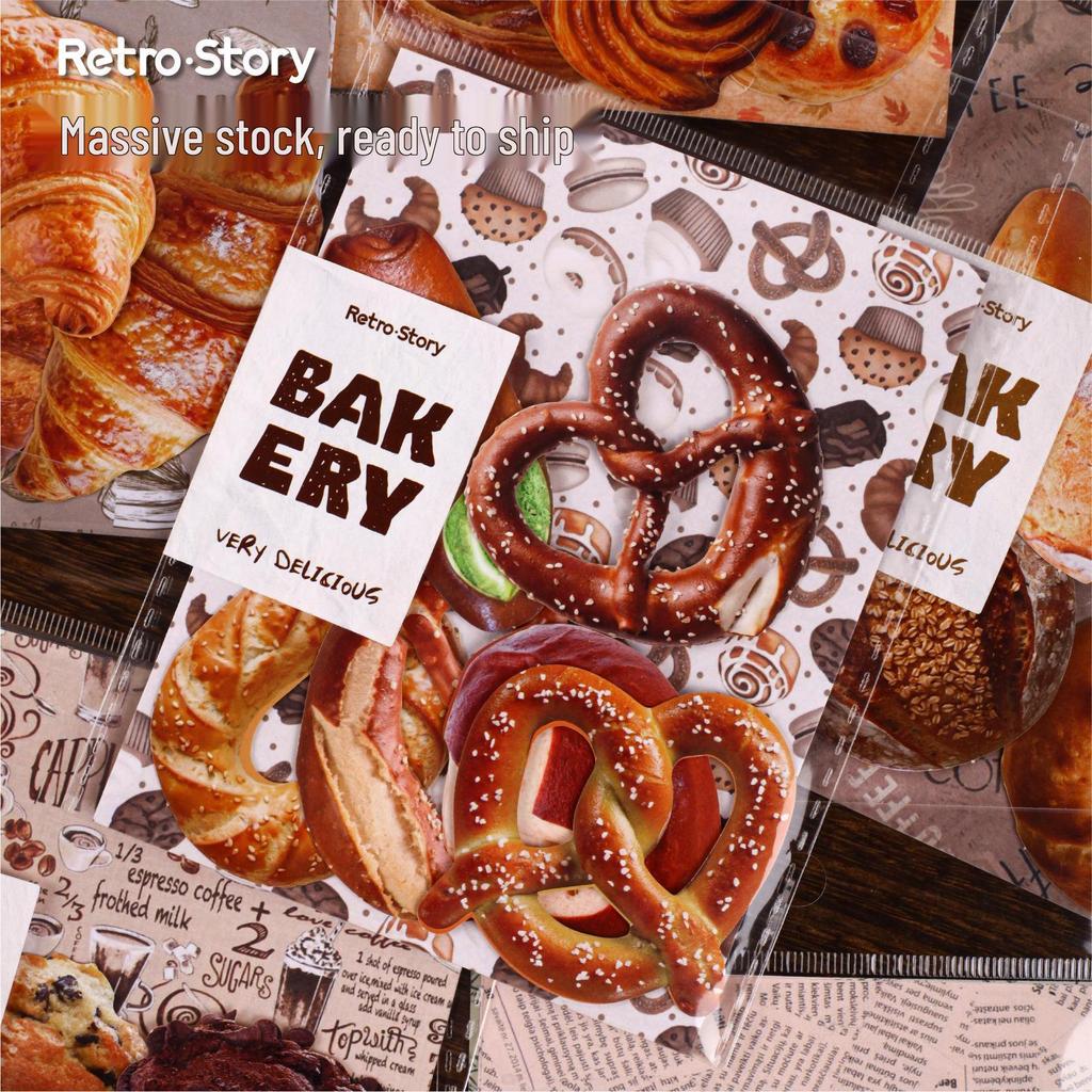 RetroStory Bakery Stickers: Realistic Food Themed Journal Decoration Pack