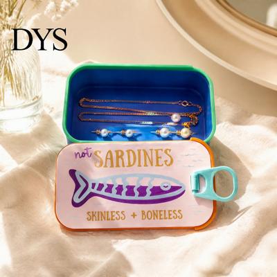 Travel Accessory Organizer Sardine Can Jewelry Storage Box, Portable Anti-tangle Case, Lightweight Earring Retro Plastic for Necklaces And Earrings