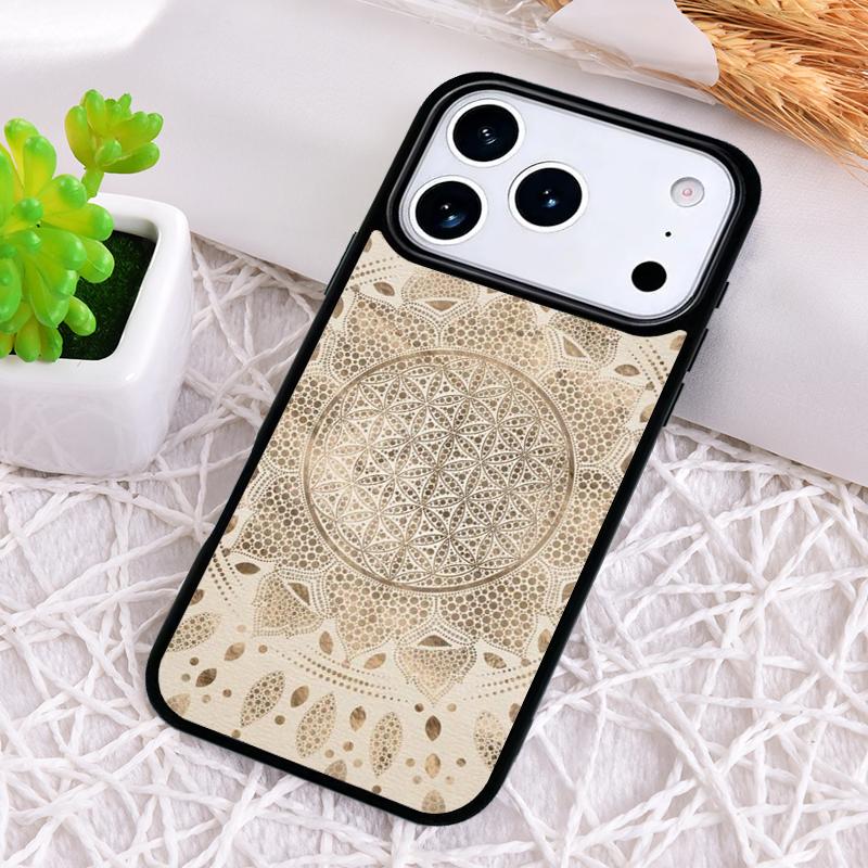 Flower Of Life In Lotus Pastel Golds Phone Case for iPhone 17 Air 16 15 11 12 14 13 Pro Max Shockproof Cover