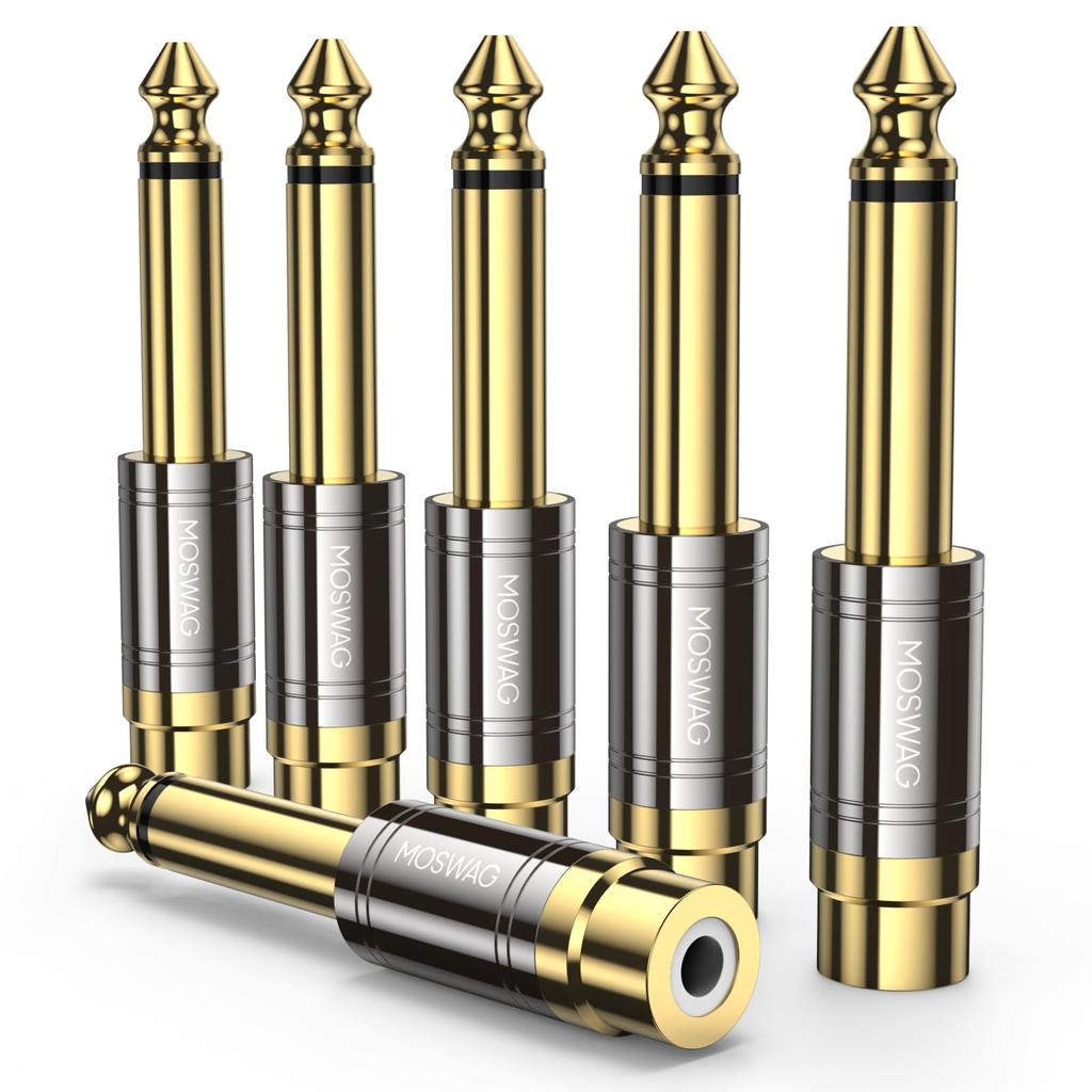 MOSWAG To RCA Female RCA To Audio Mono Plug Male To RCA Mother Connector Compatible with Home Theater and Musical Instruments 6.35mm Adapter, 6.35mm