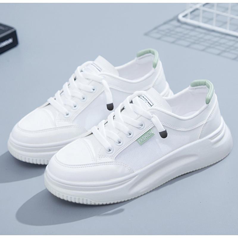 Fashion Women's Breathable Mesh Casual Sneakers Summer Lace Up Platform Sports Shoes for Women Wear Resistant Flat Ladies Skate Shoes