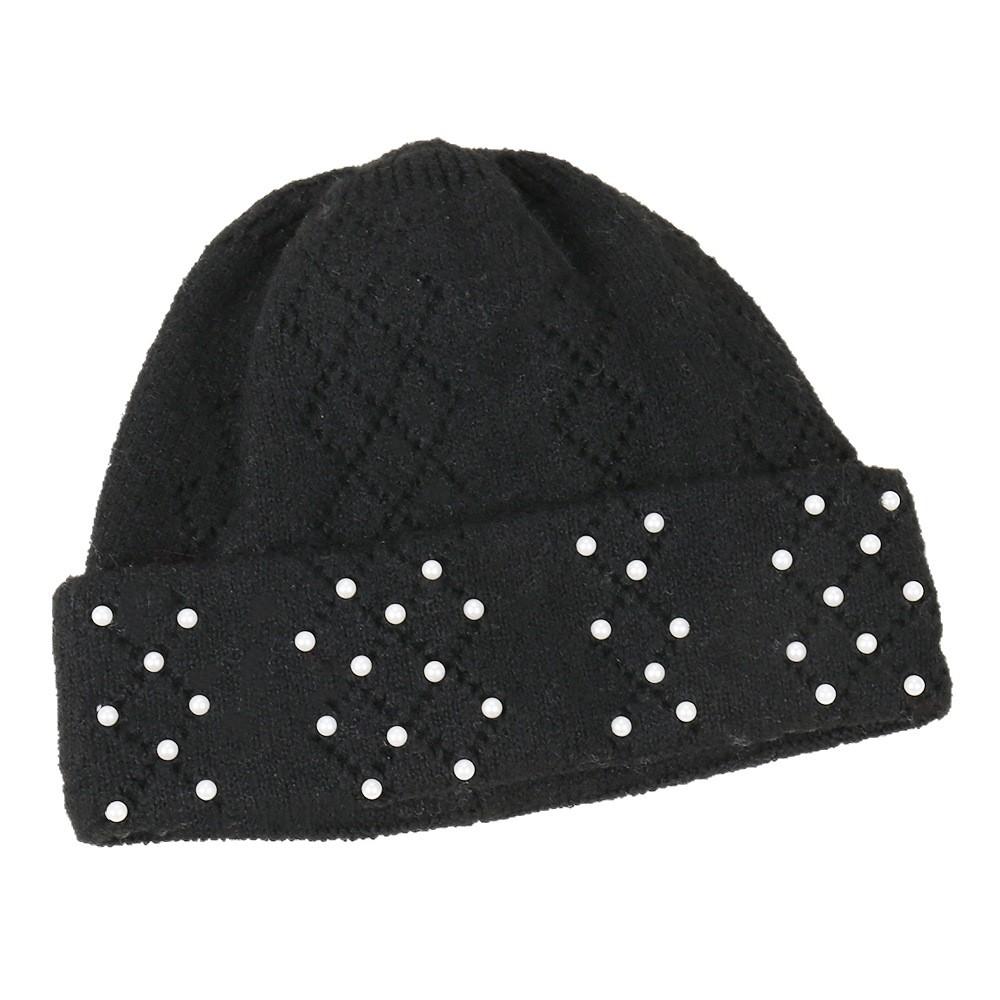Autumn and winter new warm little pearl fashion knitted hat outdoor riding windproof and cold thickened versatile wool hat