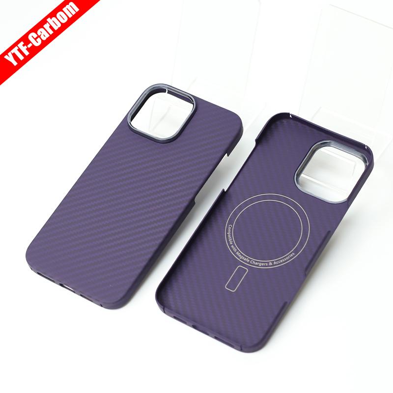 YTF-Carbon for iPhone16Promax Carbon Fiber Mobile Phone Case Aramid Fiber Magnetic 16Pro Protective Case Business 16plus