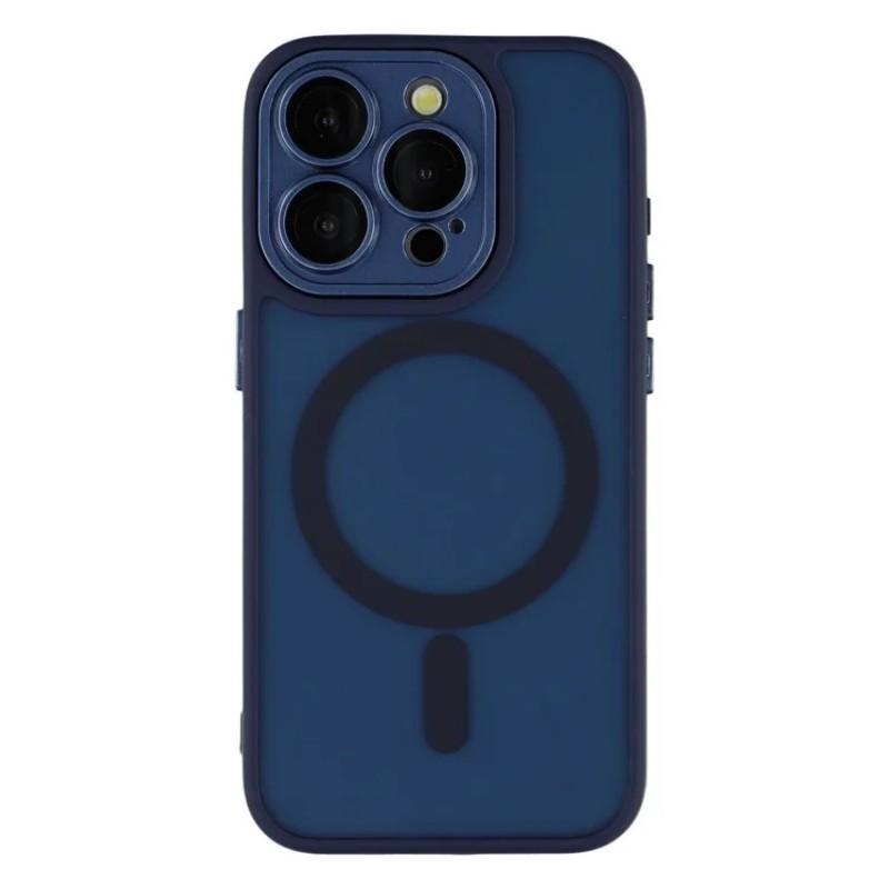 

For iPhone 15 Pro Back Cover Compatible with MagSafe WANLONFENG QB1 Series PC TPU Shockproof Phone Case Sapphire