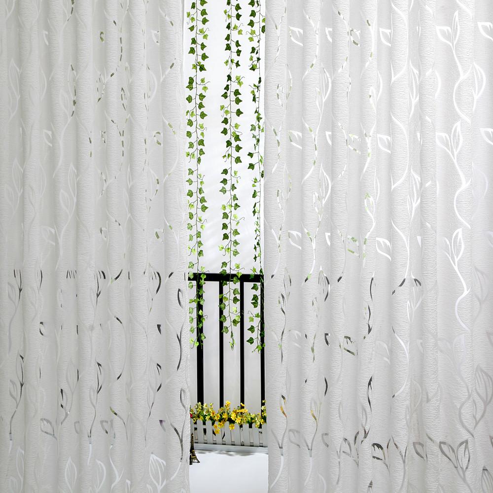 1 PCS Vines Leaves Tulle Door Window Curtain Drape Panel Sheer Scarf Valances