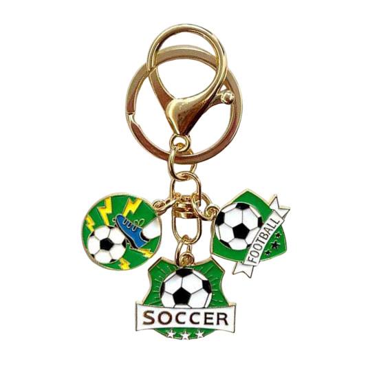 Keychain Pendant with Smooth Golden Lobster Clasp, Soccer Themed Charm Key Holder, Backpacks Car Keys Accessory C