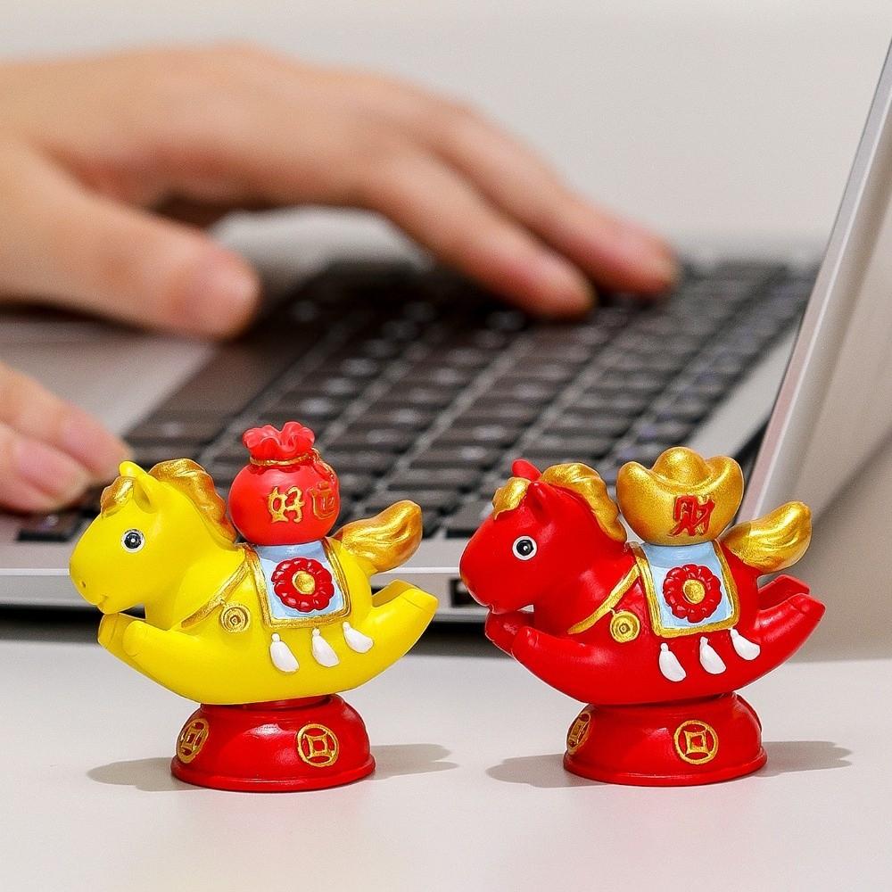 Cute 2026 Horse Year Mascot Year of The Horse Resin Zodiac Horse Figurines Lifelike Decorative Horse Figures Ornament